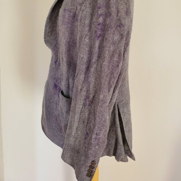 Canali italian cashmere wool angora kei blazer blue purple gray grey XL 44 46 L - Picture 10 of 11
